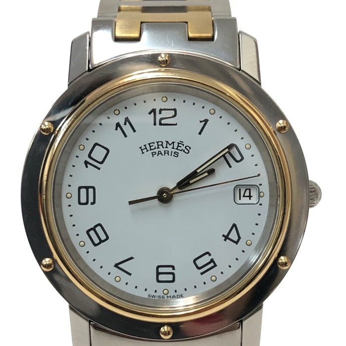 HERMES エルメス 36mm クリッパー CL6.720 腕時計 ステンレススチール/GP コンビ クオーツ ホワイト文字盤【中古】 メンズ