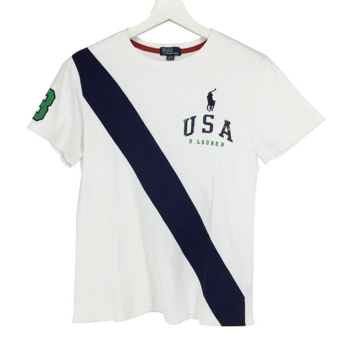 ポロ ラルフローレン POLO RALPH LAUREN  半袖 Tシャツ 綿100％  男の子 M  ホワイト【中古】