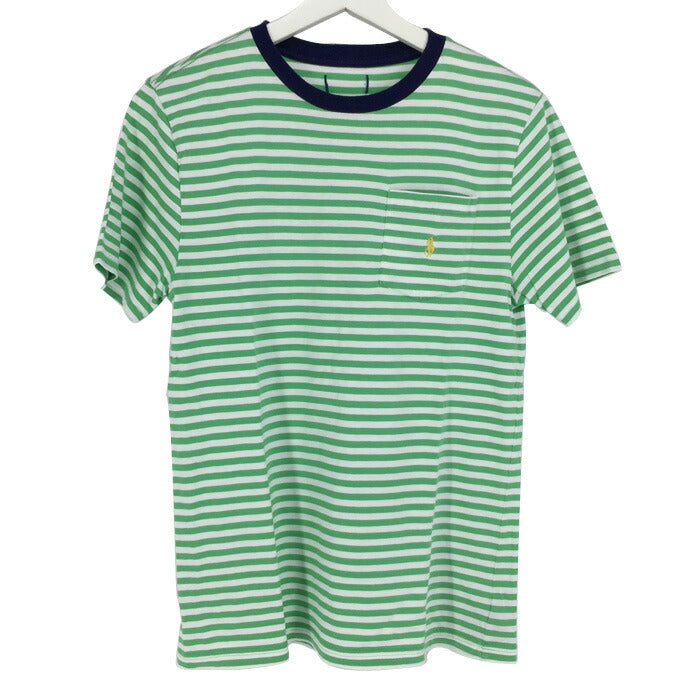 ポロ ラルフローレン POLO RALPH LAUREN  半袖 Tシャツ 綿100％ 男の子  グリーン ホワイト ボーダー柄【中古】