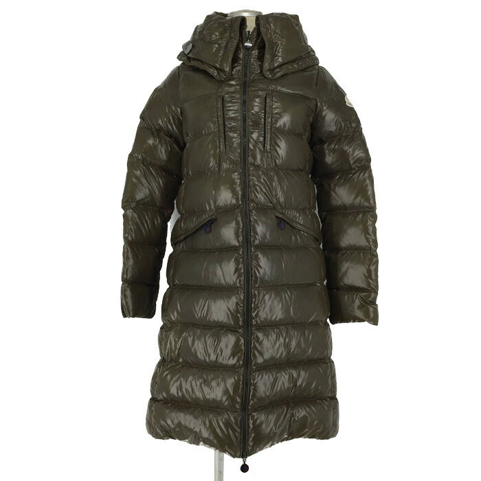 モンクレール MONCLER PASSY パッシー ロングダウンコート フード付きダウンジャケット サイズ00  カーキ【中古】